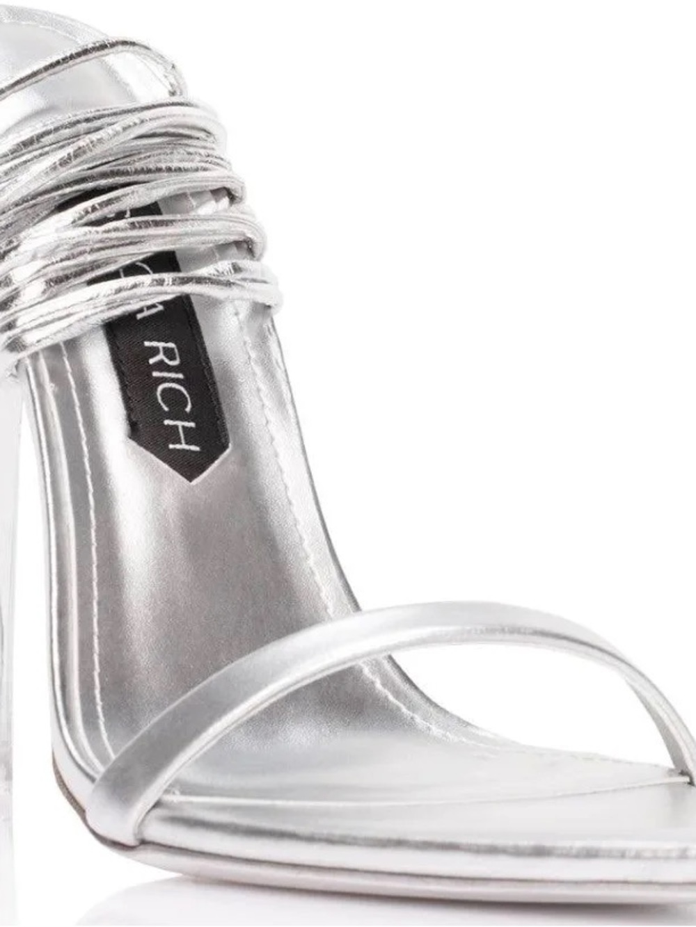 RICH Silver Metallic Strappy High Heel Sandal